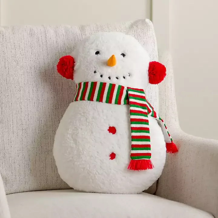 Snowman Shaped Holiday Pillow