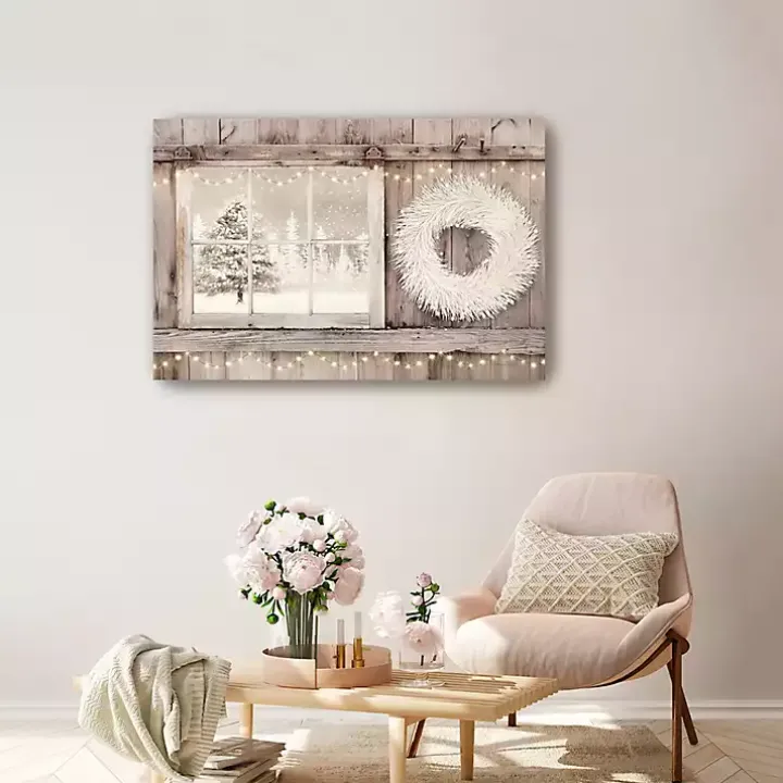 Snowy Barn View Canvas Art Print, 24x36