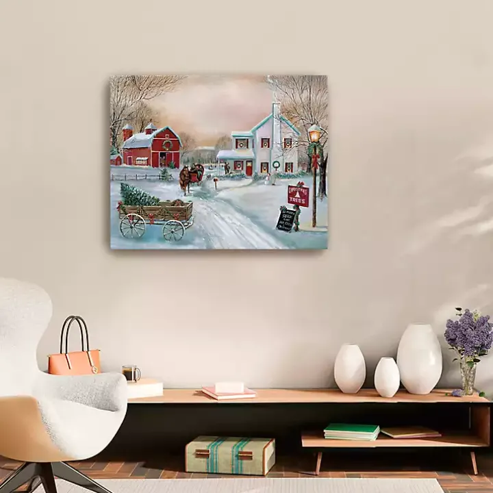 Snowy Christmas Tree Farm Canvas Art Print