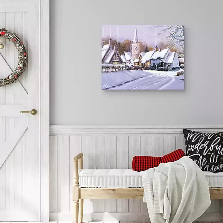 Snowy Christmas Village Canvas Art Print
