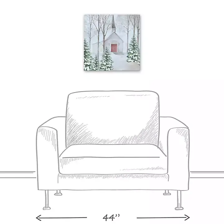Snowy Church Canvas Art Print