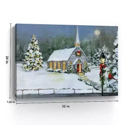 Snowy Church Christmas Giclee Canvas Art Print