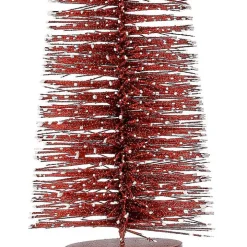 Snowy Red Bristle Christmas Trees, Set of 3