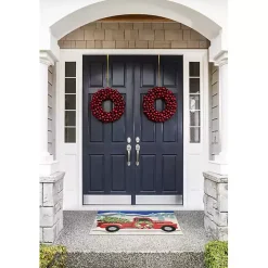 Snowy Red Truck Doormat, 24x36
