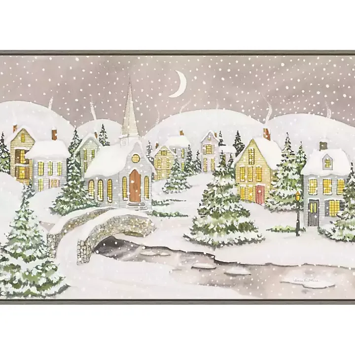 Snowy Tree Scene Christmas Canvas Wall Plaque