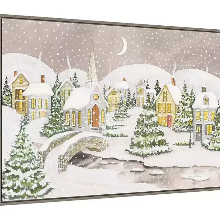 Snowy Tree Scene Christmas Canvas Wall Plaque