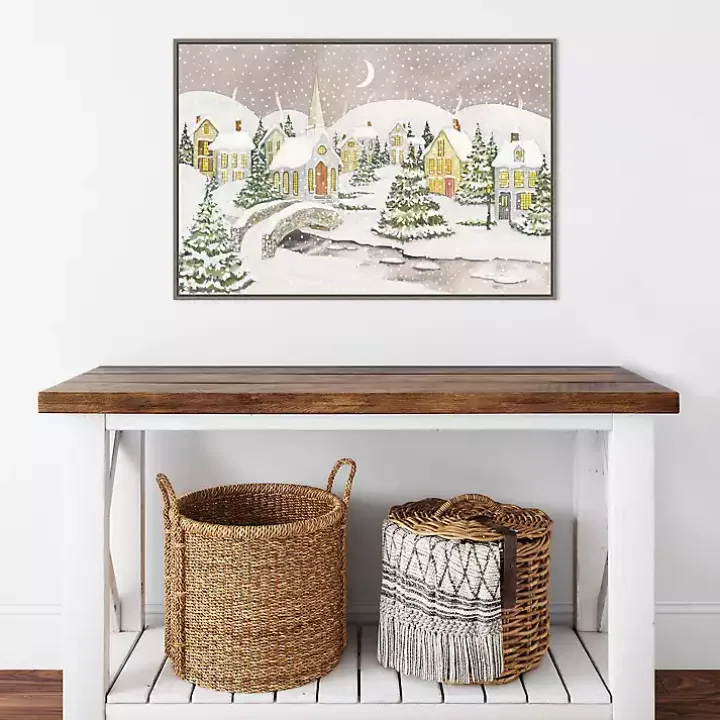 Snowy Tree Scene Christmas Canvas Wall Plaque