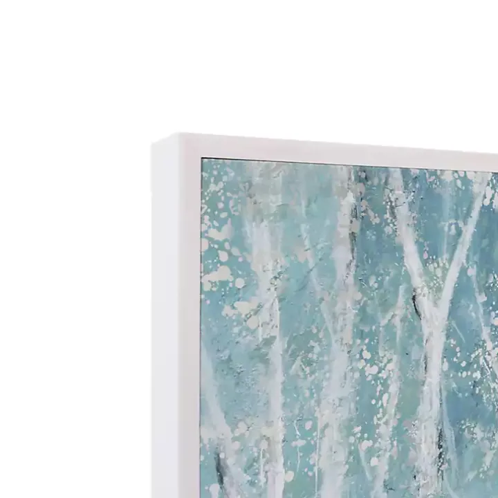 Soft Birch on Blue Framed Canvas Art Print by Nan