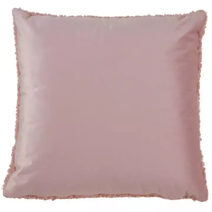 Soft Pink Fuzzy Faux Wool Textured Throw Pillow