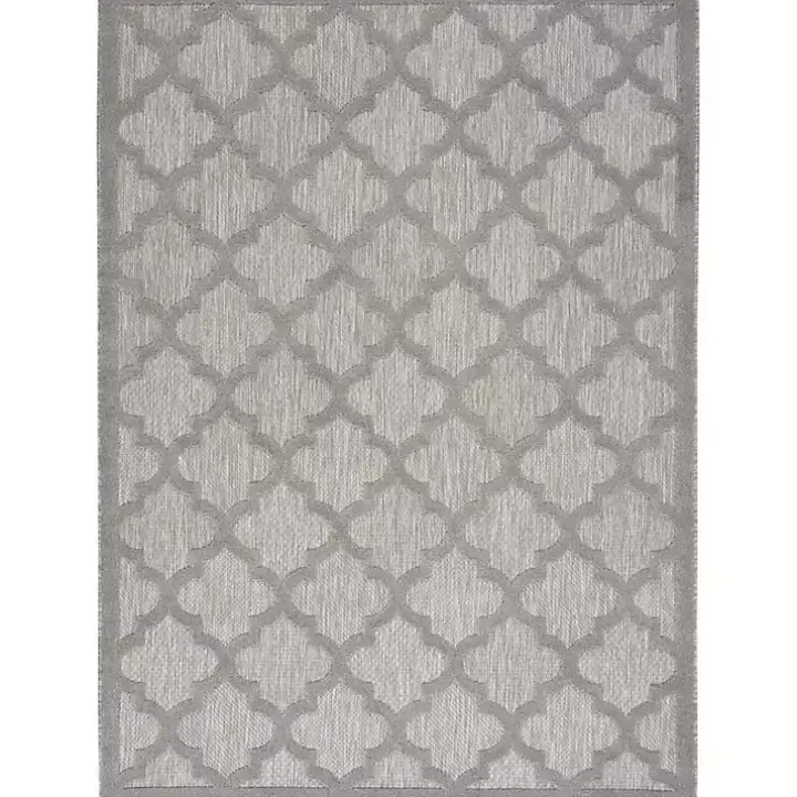 Soft Silver Trellis Outdoor Area Rug, 4x6