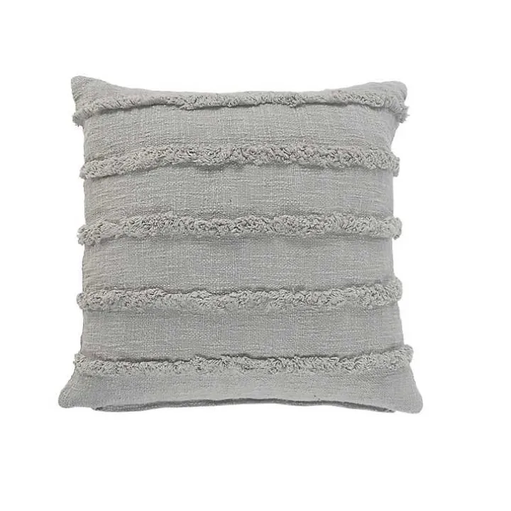 Solid Gray Tufted Accent Pillow