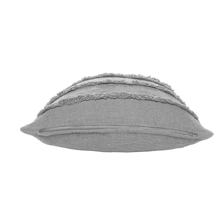 Solid Gray Tufted Accent Pillow