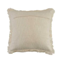 Solid Ivory Fringe Accent Pillow
