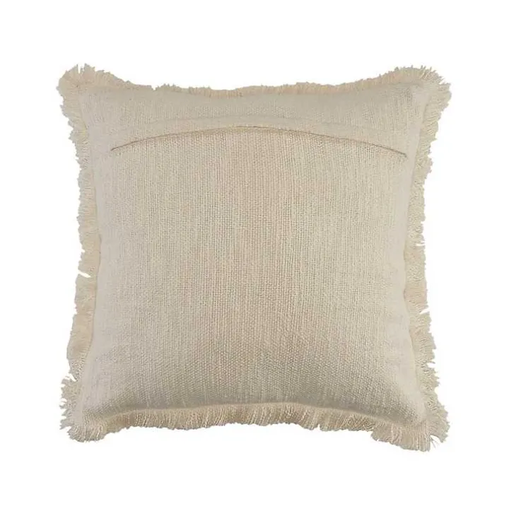 Solid Ivory Fringe Accent Pillow