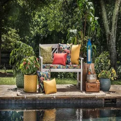 Solid Yellow Outdoor Lumbar Pillows, Set of 2