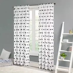 Sophie Black Pom Pom Curtain Panel, 84 in.