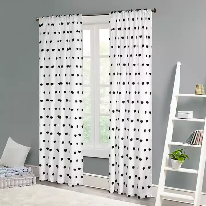 Sophie Black Pom Pom Curtain Panel, 84 in.