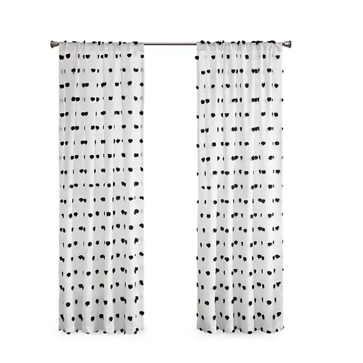 Sophie Black Pom Pom Curtain Panel, 84 in.