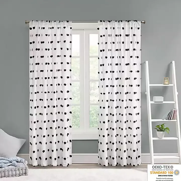 Sophie Black Pom Pom Curtain Panel, 84 in.
