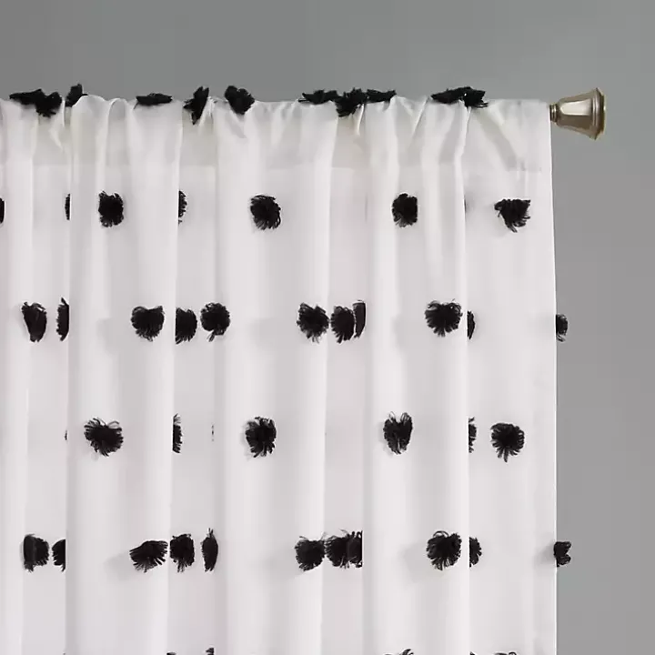 Sophie Black Pom Pom Curtain Panel, 84 in.