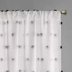 Sophie Black Pom Pom Curtain Panel, 84 in.