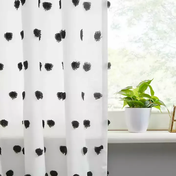 Sophie Black Pom Pom Curtain Panel, 84 in.