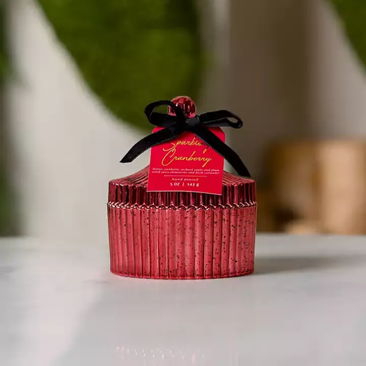 Sparkling Cranberry Red Mercury Glass Jar Candle