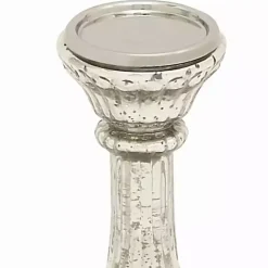 Speckled Mercury Glass Pillar Holders, Set of 3