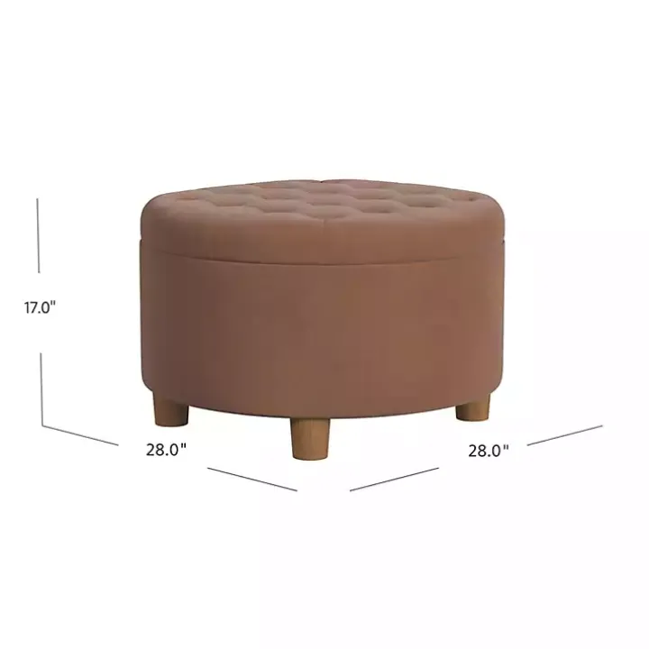 Spice Round Velvet Tufted Storage Ottoman