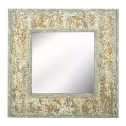 Square Gold Leaves Wall Mirror