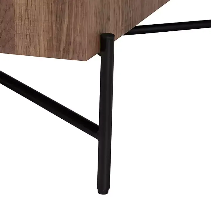 Square Light Brown Wood X Base Coffee Table