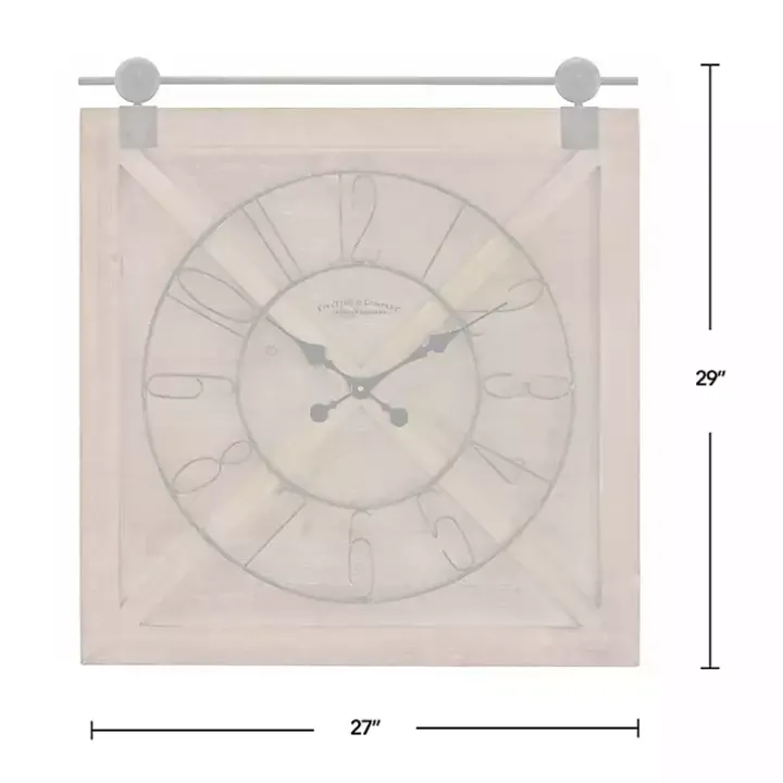 Square Wood Barn Door Wall Clock