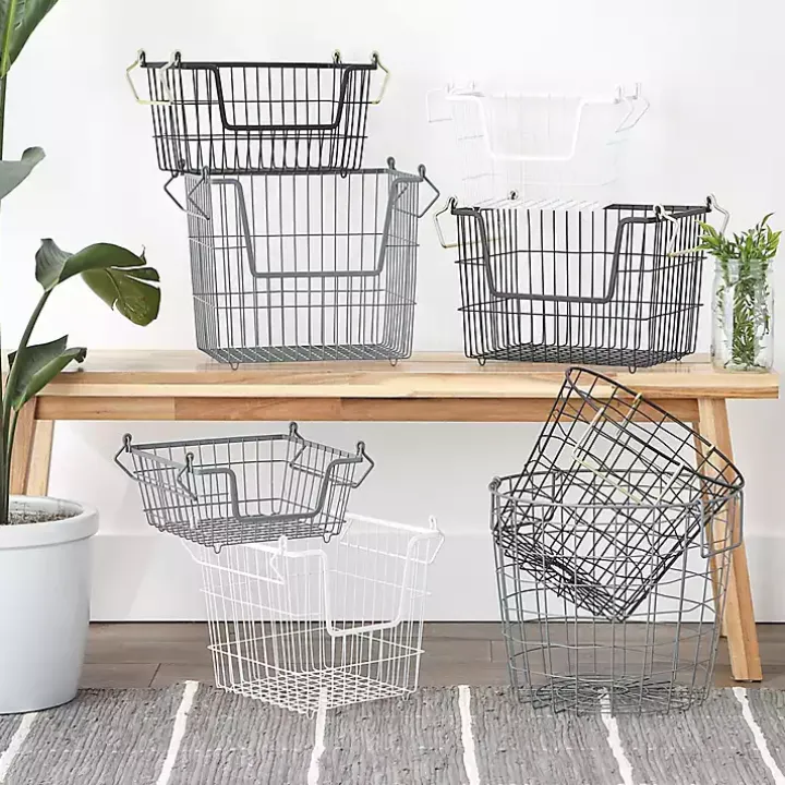 Stackable Black Wire Kitchen Basket, 8 in.