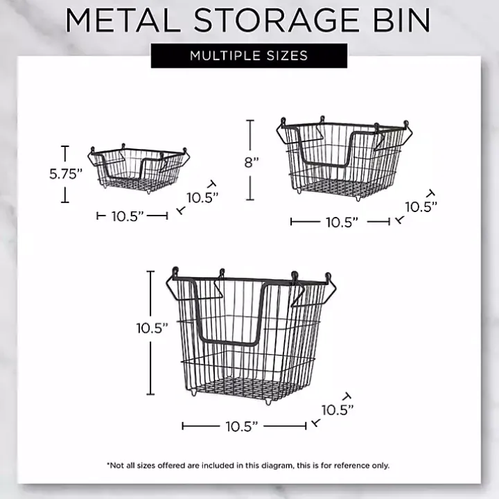 Stackable Black Wire Kitchen Basket, 8 in.