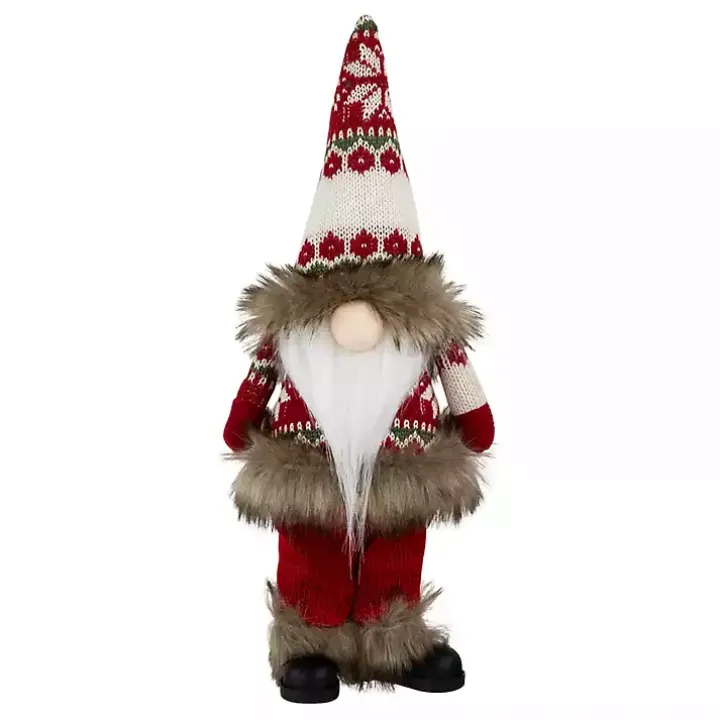 Standing Gnome with Red Knitted Christmas Outfit