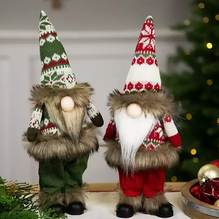 Standing Gnome with Red Knitted Christmas Outfit