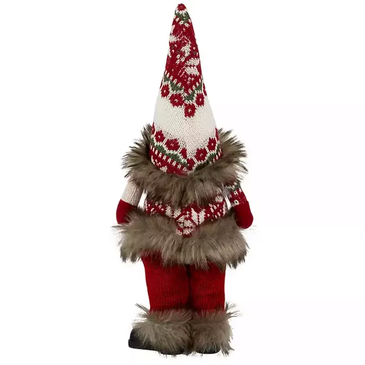 Standing Gnome with Red Knitted Christmas Outfit
