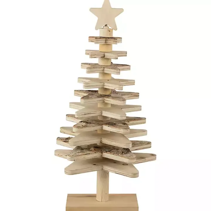 Star Cutout Wooden Tabletop Christmas Tree, 20 in.