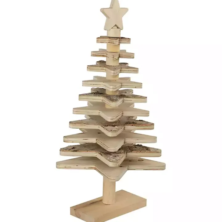 Star Cutout Wooden Tabletop Christmas Tree, 20 in.