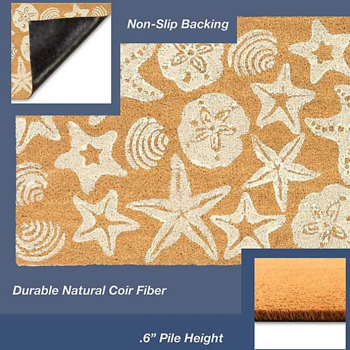 Starfish and Sand Dollars Coir Doormat