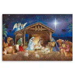 Starry Nativity Christmas Giclee Canvas Art Print