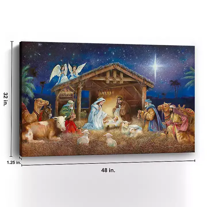 Starry Nativity Christmas Giclee Canvas Art Print