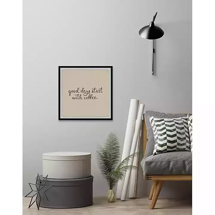 Start with Coffee Framed Wall Plaque