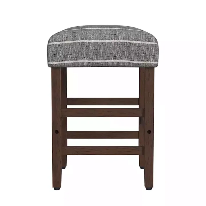 Steel Blue and White Striped Backless Stool