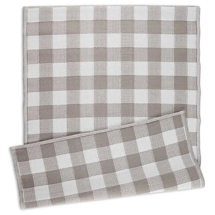 Stone & White Buffalo Check Outdoor Area Rug, 4x6