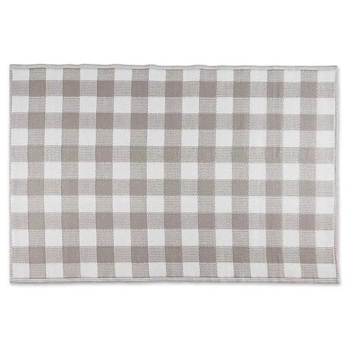Stone & White Buffalo Check Outdoor Area Rug, 4x6