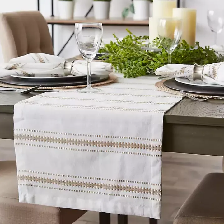 Stone Zig Zag Dobby Stripe Runner
