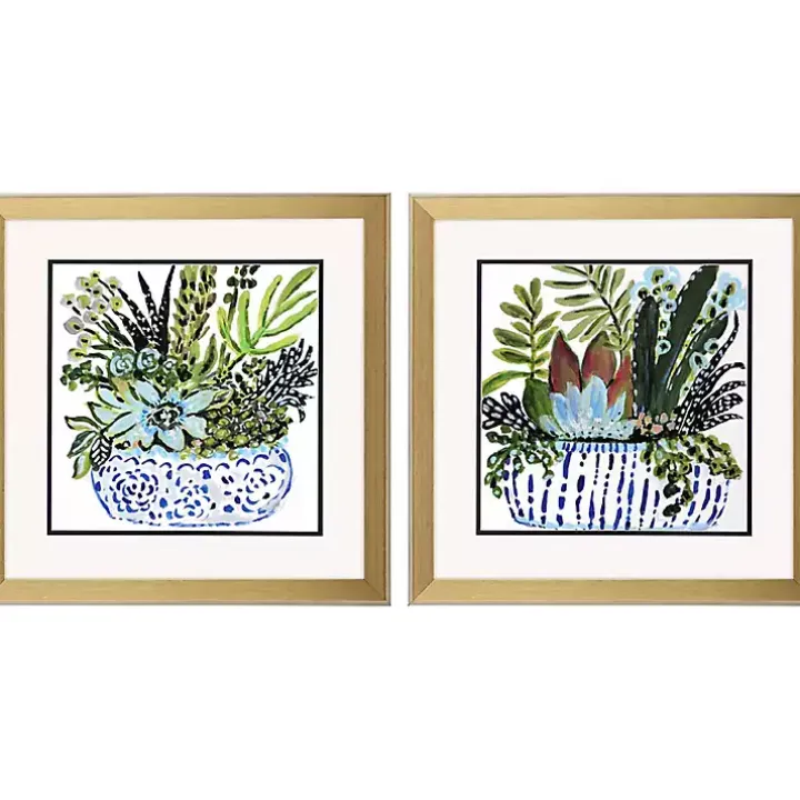 Succulent Garden Framed Art Prints, Set of 2