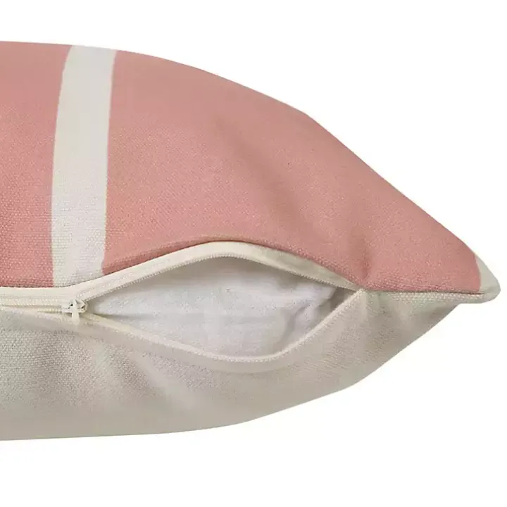 Sunset Pink Double Stripe Outdoor Pillow
