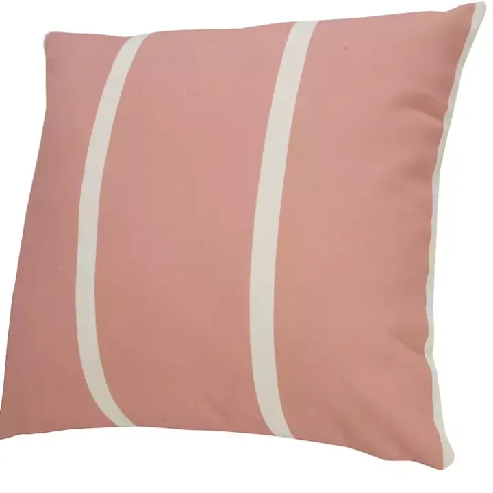 Sunset Pink Double Stripe Outdoor Pillow